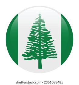 Bandera de la isla Norfolk. Icono de indicador de botón. Color estándar. Indicador de icono de círculo. 3 quinquies ilustración. Ilustración del equipo. Ilustración digital. Ilustración vectorial.