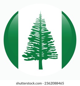 Flag of Norfolk Island. Button flag icon. Standard color. Circle icon flag. 3d illustration. Computer illustration. Digital illustration. Vector illustration.