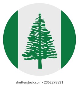 Flagge von Norfolk Island. Button-Flag-Symbol. Standardfarbe. Circle Icon Flag. Computergrafik. Digitale Illustration. Vektorgrafik.
