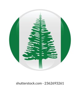 Flagge von Norfolk Island. Button-Flag-Symbol. Standardfarbe. Circle Icon Flag. 3D-Abbildung. Computergrafik. Digitale Illustration. Vektorgrafik.