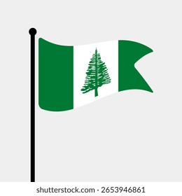 Bandeira da Ilha Norfolk. Bandeira de Norfolk Island computador digital vetor ilustração ícone design. Bandeira de mastro flutuante.