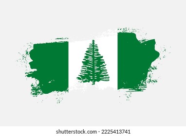 Flag of Norfolk Island country with hand drawn brush stroke vector illustration