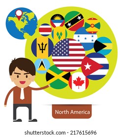 Flag of North America. vector Illustration.