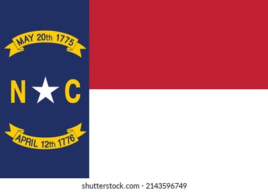 Flag of North Carolina. State of North Carolina USA. United States. United States of America US.