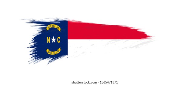 Flag of North Carolina US State in grunge brush stroke, vector grunge illustration.