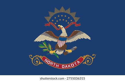 Flag of North Dakota, Official State Flag of North Dakota Vector Illustration