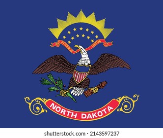 Flag of North Dakota. State of North Dakota USA. United States. United States of America US.