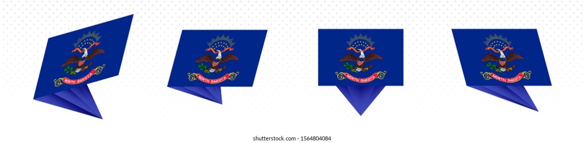 Flag of North Dakota US State in modern abstract design, vector flag set.