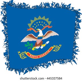 Flag of North Dakota. Vector illustration of a stylized flag. Shaggy edge.