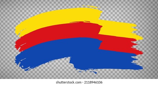 Bandera de pinceladas del pincel de Holanda del Norte. Bandera ondulante de North Holland sobre fondo transparente para el diseño de tu sitio web, aplicación, UI. Países Bajos. EPS10.