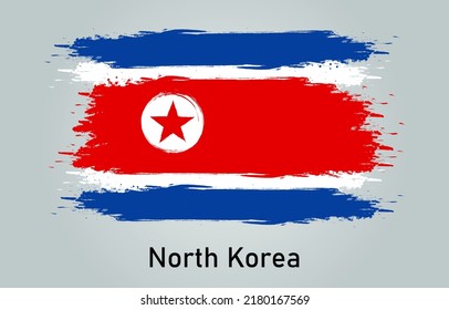 Flag of North Korea brush stroke grunge style banner background. vector.