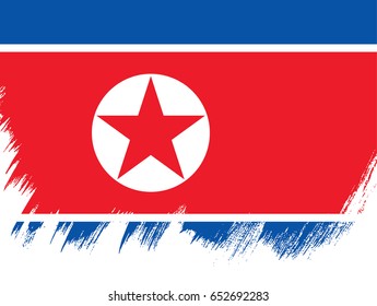 Flag of North Korea, brush stroke background