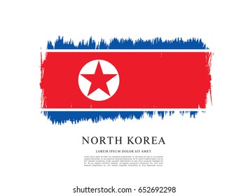 Flag of North Korea, brush stroke background