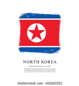 Flag of North Korea, brush stroke background
