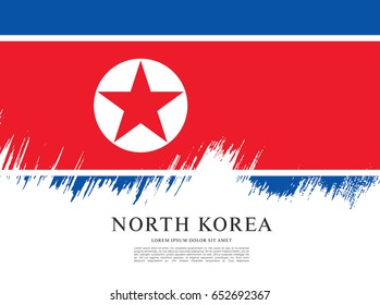 Flag of North Korea, brush stroke background