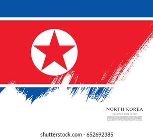 Flag of North Korea, brush stroke background