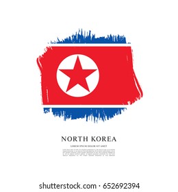 Flag of North Korea, brush stroke background