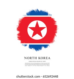 Flag of North Korea, brush stroke background