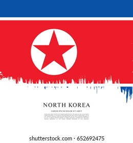 Flag of North Korea, brush stroke background