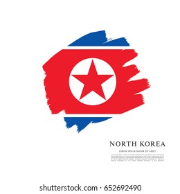 Flag of North Korea, brush stroke background