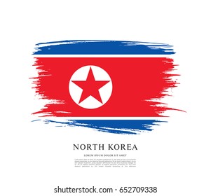 Flag of North Korea, brush stroke background