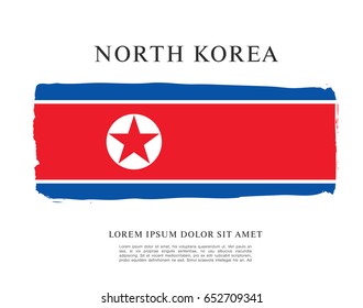 Flag of North Korea, brush stroke background