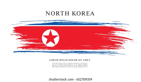 Flag of North Korea, brush stroke background