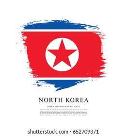 Flag of North Korea, brush stroke background