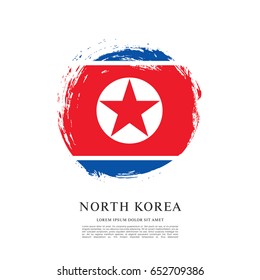 Flag of North Korea, brush stroke background