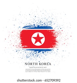Flag of North Korea, brush stroke background