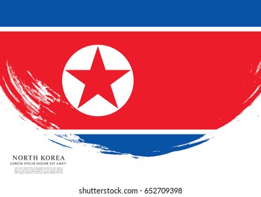 Flag of North Korea, brush stroke background