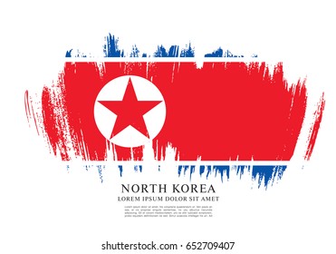 Flag of North Korea, brush stroke background