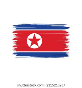 Flag of North Korea with brush style