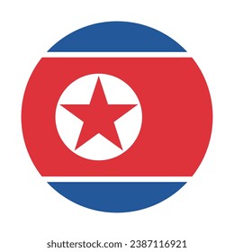 La bandera de Corea del Norte. Icono de indicador de botón. Color estándar. Indicador de icono de círculo. Ilustración del equipo. Ilustración digital. Ilustración vectorial.