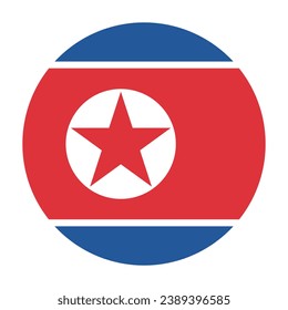 The flag of North Korea. Button flag icon. Standard color. Circle icon flag. Computer illustration. Digital illustration. Vector illustration.