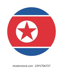 The flag of North Korea. Button flag icon. Standard color. Circle icon flag. Computer illustration. Digital illustration. Vector illustration.