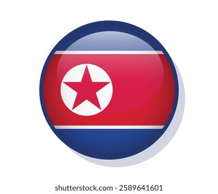 Flag North Korea circle round frame vector design
