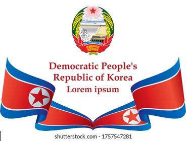 Flag of North Korea, Democratic People's Republic of Korea. Bright, colorful vector illustration.