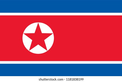 Flag of north korea, flat icon. Simple, vector illustration for web or mobile app