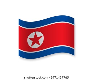 Flag of North Korea flat icon. Wavy vector element with shadow. Best for mobile apps, UI and web design.