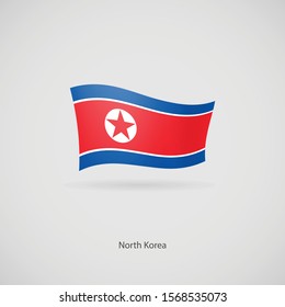 The flag of North Korea is flying layered vector image.