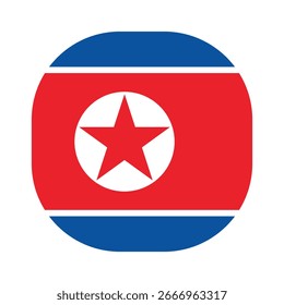 Flagge von Nordkorea Symbol. Nordkorea abgerundete quadratische Flagge Symbol digitale Vektorgrafik-Design. Weißer Hintergrund.