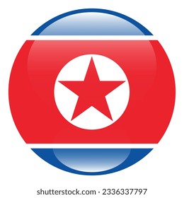 The flag of North Korea. Flag icon. Standard color. Circle icon flag. 3d illustration. Computer illustration. Digital illustration. Vector illustration.