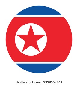 The flag of North Korea. Flag icon. Standard color. Circle icon flag. 3d illustration. Computer illustration. Digital illustration. Vector illustration.