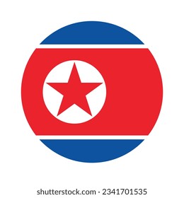 The flag of North Korea. Flag icon. Standard color. Circle icon flag. 3d illustration. Computer illustration. Digital illustration. Vector illustration.