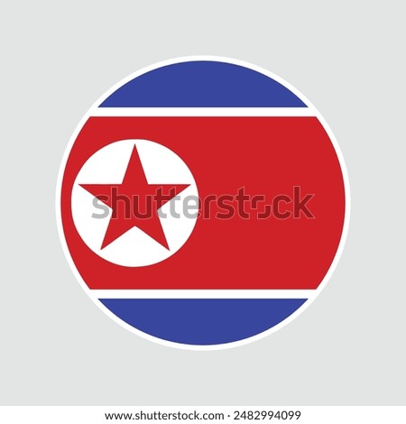 The flag of north korea. Flag icon. Standard color. Round flag. Vector illustration.