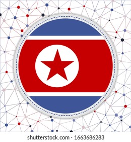 Flag of North Korea with network background. North Korea sign. Trendy vector illustration.
