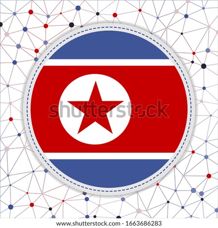 Flag of North Korea with network background. North Korea sign. Trendy vector illustration.