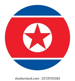 Flag of North Korea round shape, national symbol