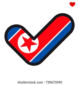 Flagge Nordkoreas in Form von Kontrollzeichen, Vektorsymbol Genehmigung, Symbol der Wahlen, Abstimmung.